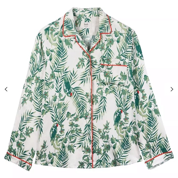 HUSH UK piped parrot pajama look top Small - Picture 3 of 6